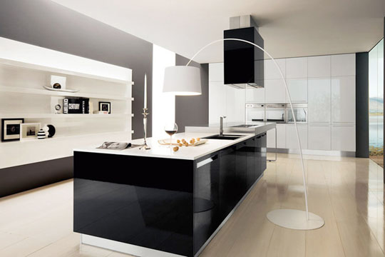 Стильный черно-белый дизайн кухни - 2