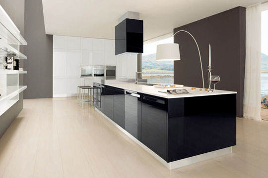 Стильный черно-белый дизайн кухни - 1